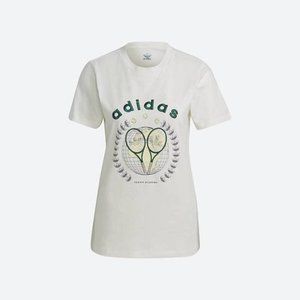 Adidas Originals 'Tennis Luxe' logo t-shirt in off white
